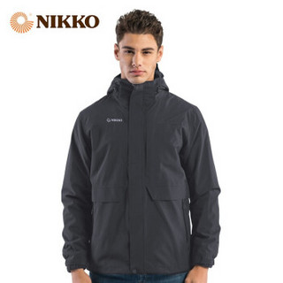 Nikko冲锋衣女三合一可拆卸户外服装秋日高登山服两件套防中大雨 深灰色（男款） XL