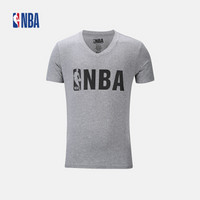 NBA潮流服饰 logo时尚运动休闲短袖T恤 情侣款 MK0675AA 麻灰色 XL