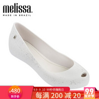 Melissa19春季梅丽莎 印花艺术溅染鱼嘴单鞋女果冻鞋32534 白色/银色 #9