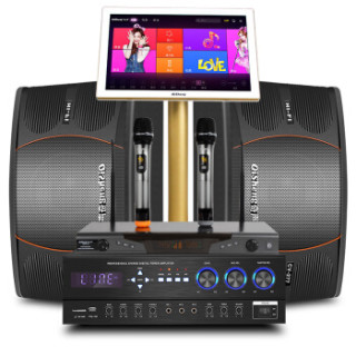 奇声qisheng点歌机套装家庭ktv音响套装家庭影院家用卡拉ok触摸屏一体