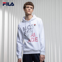 FILA （斐乐）官方男子连帽卫衣2019春季新款运动休闲连帽套头衫男 白色-WT 175/96A/L