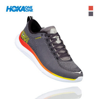 HOKA ONE ONE男琥派训练跑步鞋Hupana Zephyr 透气减震轻便健身运动鞋 岩石灰/柿橘 US 7.5 /255mm