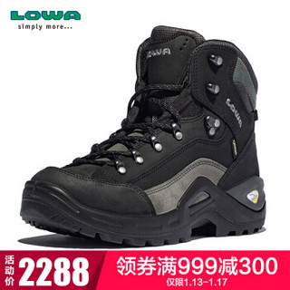 LOWA 德国 登山鞋作战靴户外防水徒步鞋RENEGADE GTX E进口男中帮 L510952 黑色/灰色 40