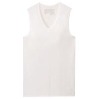 无印良品 無印良品 MUJI 男式 凉爽网眼编织V领无袖衫 白色 S