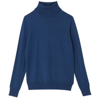 無印良品 MUJI 無印良品  女式 未造成脖子刺痛感·天竺高领 蓝色 M