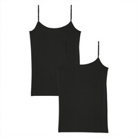 无印良品 無印良品 MUJI 女式 棉混弹力 吊带衫 2件装 黑色 S