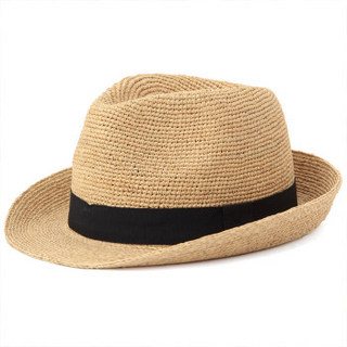 无印良品 MUJI 可调节尺寸酒椰叶纤维中折帽 原色 55-57.5cm