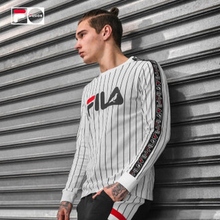 FILA ( 斐乐 )  2018 FUSION系列男装冬季新品飘带串标条纹长袖T恤 云白-WT 175/96A/L