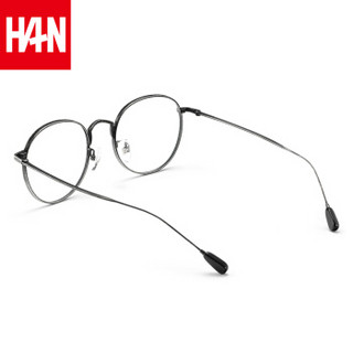 汉（HAN）复古近视眼镜框架男女款 舒适素颜镜框眼镜文艺学生 42079 哑银 配1.60非球面防蓝光镜片(200-600度)