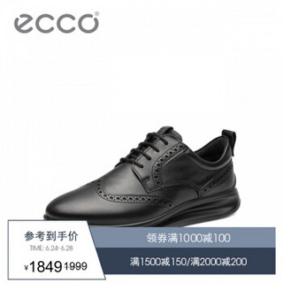 ECCO爱步男士潮流商务皮鞋拷花布洛克鞋 雅仕640004 黑色64000401001 43