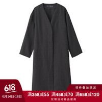 无印良品 MUJI 女式 亚麻 大衣 深灰色 XL