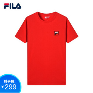 FILA 斐乐官方White Line系列 男子短袖T 2019夏季新品运动休闲针织短袖衫男装 传奇红-RD 190/108A/XXXL