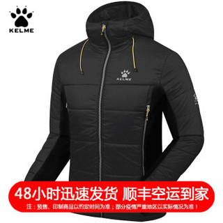 KELME卡尔美秋冬运动棉衣保暖防风连帽外套棉服K46C5031 黑色 2XL