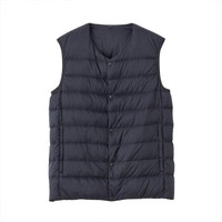 无印良品 無印良品 MUJI 男式 轻量羽绒便携式 无领背心 深海军蓝 S