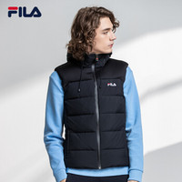 FILA（斐乐）2018年W系列男冬季新品运动休闲羽绒夹克白鸭绒羽绒马甲 正黑-BK 175/96A/L