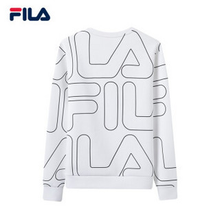 FILA（斐乐）男卫衣2019春季新品运动休闲针织套头衫满印卫衣男上衣 玉石白-WT 175/96A/L