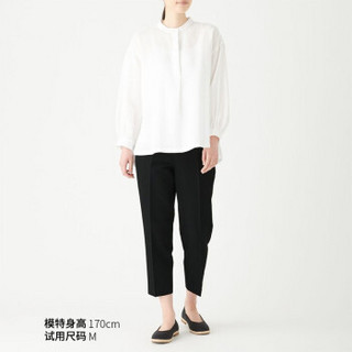 无印良品 MUJI 女式 弹力泡泡纱 轻便锥形裤 黑色 L