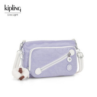 Kipling女款帆布轻便斜挎单肩简约时尚流行休闲旅行斜挎包|MILOS 跃动丁香紫拼接