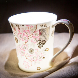 丹侬（dunoon）英国进口创意设计系列水杯 黄金饰面骨瓷咖啡杯茶杯马克杯樱花田园风210ML 白色