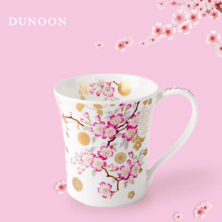 丹侬（dunoon）英国进口创意设计系列水杯 黄金饰面骨瓷咖啡杯茶杯马克杯樱花田园风210ML 白色