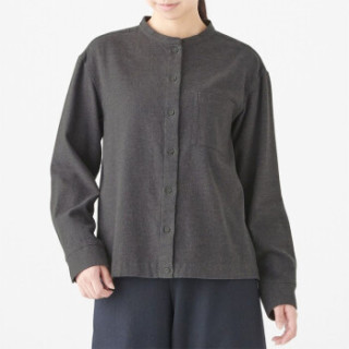 商品无印良品 muji 女式 新疆棉法兰绒 立领衬衫 中灰色 m
