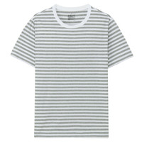 無印良品 MUJI 無印良品  男式 棉 条纹T恤 深海军蓝X横条 L