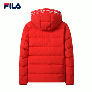 FILA （斐乐）男装 W系列冬季新款休闲运动舒适保暖连帽羽绒服男外套 传奇红-RD 185/104A/XXL