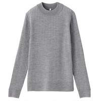 無印良品 MUJI 無印良品 女式 羊毛蚕丝 宽罗纹瓶颈领毛衣 灰色 S