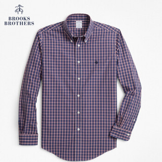 Brooks Brothers/布克兄弟男士免烫格纹长袖休闲衬衫1000064272 4004-藏青色 S