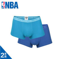 NBA 运动内裤 男士棉短裤 平角裤 2条装 透气吸汗 深蓝/蓝 WLTJS133 深蓝/蓝 XL
