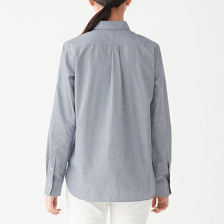無印良品 MUJI 無印良品  女式 棉平纹 圆领衬衫 海军蓝 M
