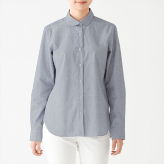 無印良品 MUJI 無印良品  女式 棉平纹 圆领衬衫 海军蓝 M