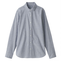 無印良品 MUJI 無印良品 女式 棉平纹 圆领衬衫 海军蓝 M
