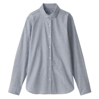 無印良品 MUJI 無印良品  女式 棉平纹 圆领衬衫 海军蓝 M