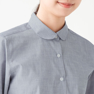 無印良品 MUJI 無印良品  女式 棉平纹 圆领衬衫 海军蓝 M
