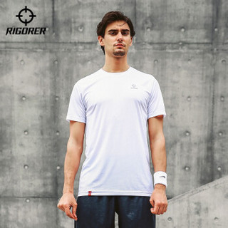 RIGORER 准者 运动短袖跑步T恤男士夏季运动服速干透气短袖圆领上衣 纯白色 L