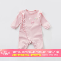 davebella戴维贝拉童装秋冬新款女宝宝连体衣婴儿长袖连身衣爬服 粉色 59cm(6M（建议身高59cm）)