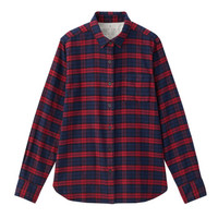 無印良品 MUJI 無印良品 女式 棉法兰绒 格子衬衫 红色 M