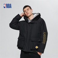 NBA 湖人队黑色字母绣运动羽绒服 M