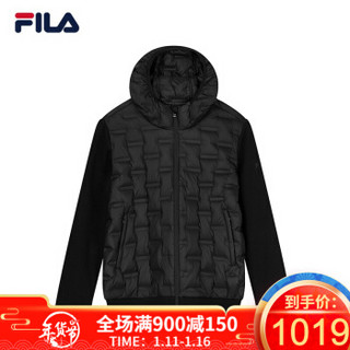 FILA 斐乐官方 男子羽绒服 2019冬季新款运动简约轻薄羽绒服 正黑色-BK 185/104A/XXL