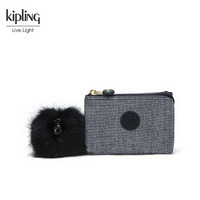 Kipling凯浦林包包女款钱包2018新款K15205休闲卡包短款手拿包 牛仔蓝
