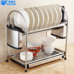 304不锈钢碗架沥水架晾放碗筷碗碟碗盘用品收纳盒厨房置物架3层多少钱 什么值得买