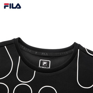 FILA 斐乐官方女套装2019春季新品卫衣针织长裤女装 深黑-F11W914232FBK，F11W9186 180/96A/XXL