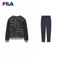 FILA 斐乐官方女套装2019春季新品卫衣针织长裤女装 深黑-F11W914232FBK，F11W9186 180/96A/XXL