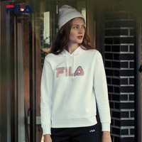 FILA 斐乐官方 女子卫衣 2019秋季新针织连帽LOGO卫衣女上衣 标准白-WT 170/88A/L