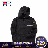 FILA FUSION 斐乐 男子外套 2019秋季新款潮流时尚休闲连帽夹克衫 黑色-BK 180/100A/XL