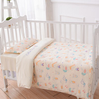 婴儿床上用品套件 纯棉幼儿园宝宝床品床单被套枕套四件套 米/奇幻旅程 100*130cm