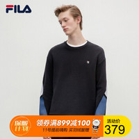 FILA 斐乐官方男子卫衣 2019秋季新款运动宽松针织套头衫男卫衣 传奇蓝-NV 170/92A/M