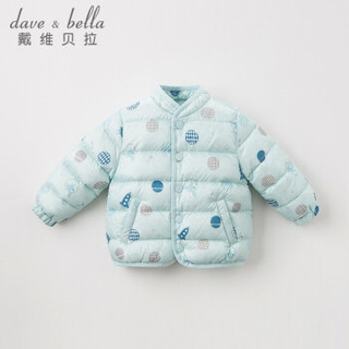 davebella戴维贝拉冬装新品男女童90绒保暖羽绒服 宝宝羽绒衣DB8888-A 绿底印花 90cm（3Y(建议身高85-95cm））