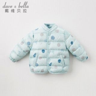 davebella戴维贝拉冬装新品男女童90绒保暖羽绒服 宝宝羽绒衣DB8888-A 绿底印花 90cm（3Y(建议身高85-95cm））
